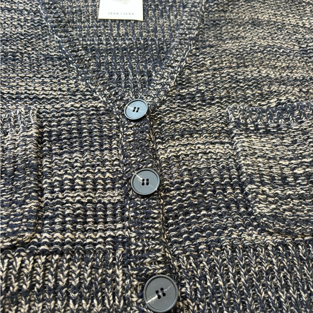 John + Jenn Black and Cream Marled V-Neck Button Cardigan - Picture 7 of 7